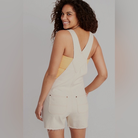 Women's Cream Denim Overalls - Picture 3 of 5